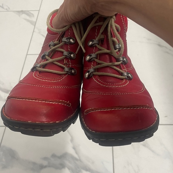 Joseph Seibel Red Leather Lace Up Ankle Boots Womens Size 40 Comfort - Picture 6 of 14